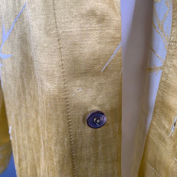 HAIDER ACKERMANN Size S Gold White Jacquard Linen Silk Layered Long Sleeve Shirt - Picture 12 of 14